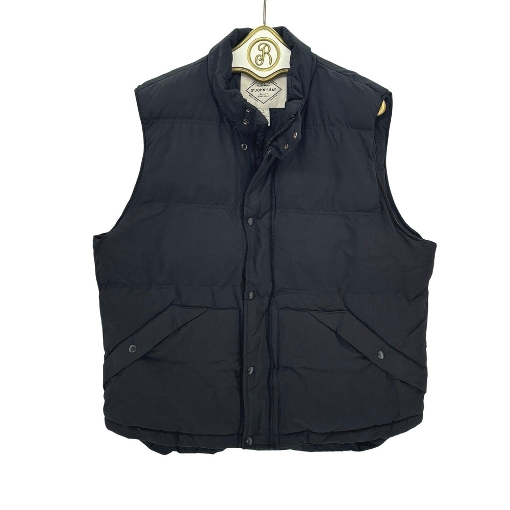 St Johns Bay Puffer Vest Mens XL Black Quilted Sleeveless Jacket Gorpcore